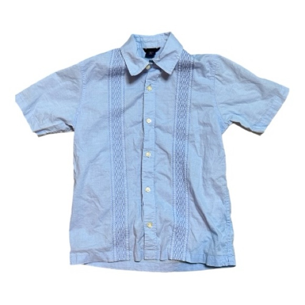 Gap Kids Boys Blue Short Sleeve Button Down Shirt Med 8